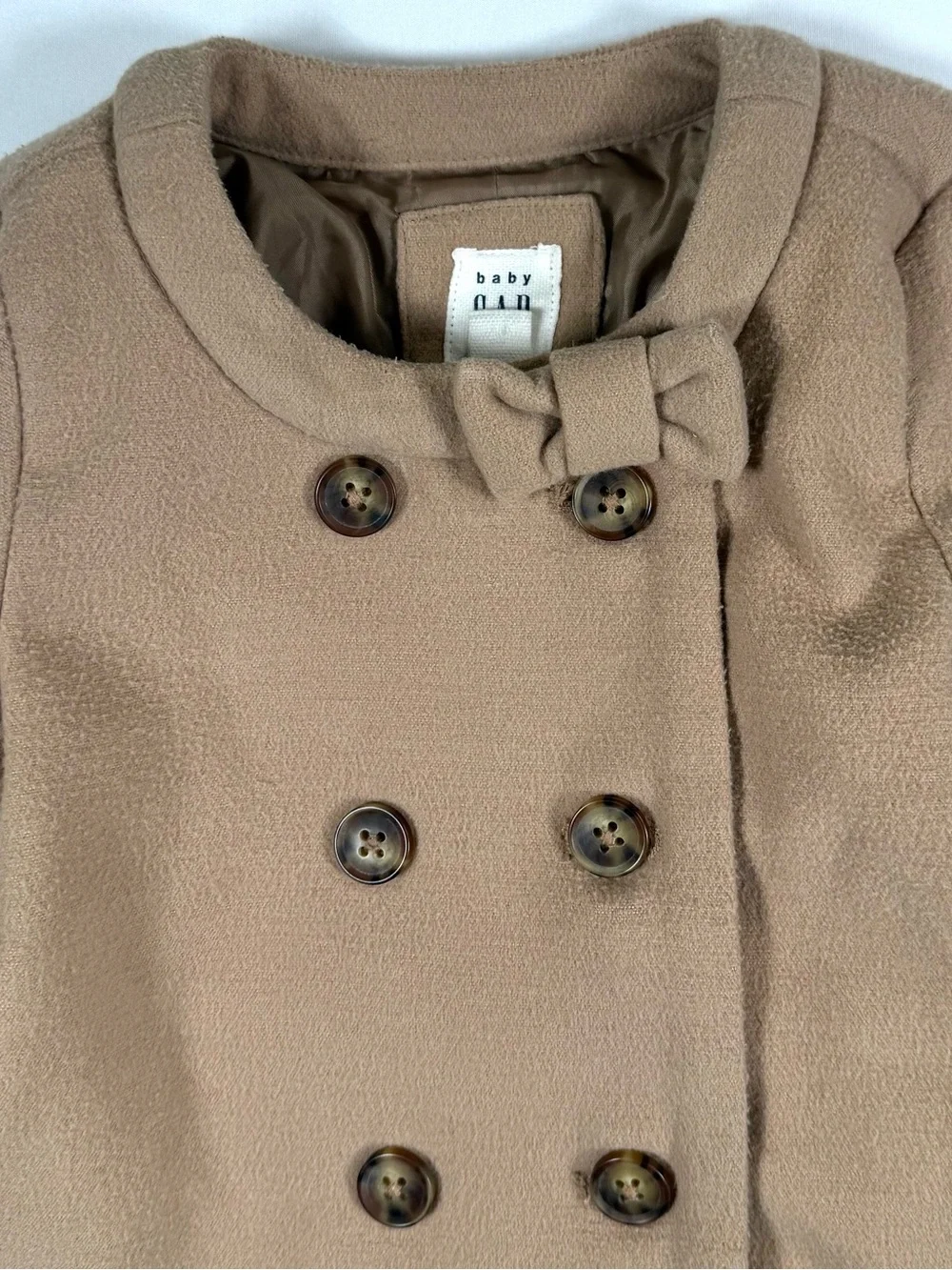 GAP Baby Girls Bow‎ Coat 18-24 Months Double Breasted Peacoat Classic Preppy